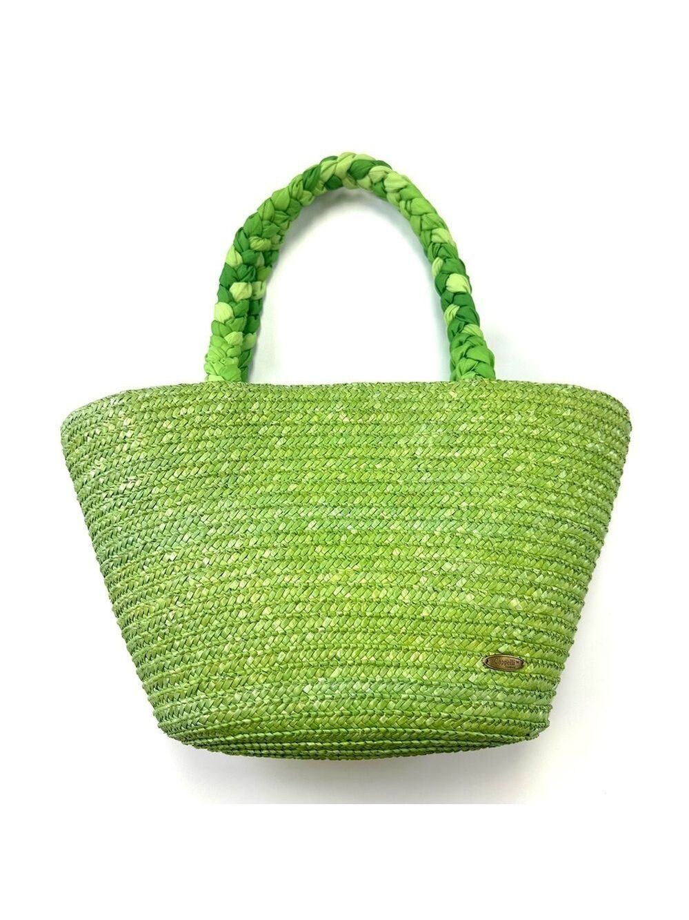 Cappelli NWT straw handbag kiwi green straw with braided handle zip top